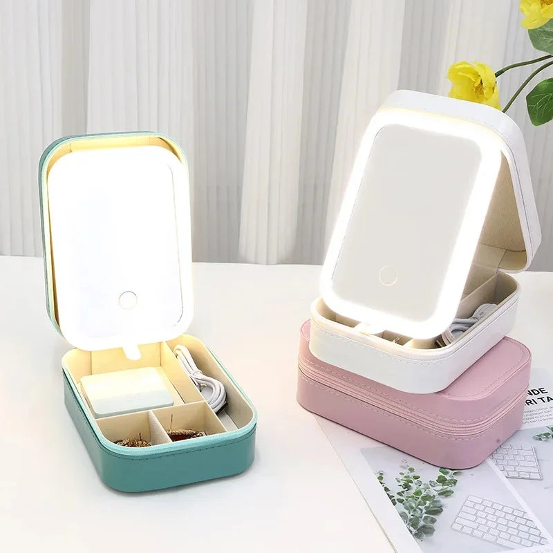 LED Portable Travel Makeup Mirror Storage Box