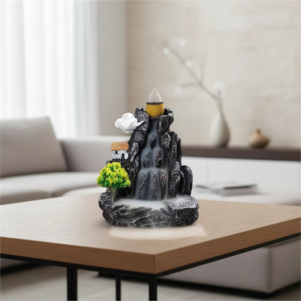 Incense Burner Mountain, River Waterfall Fragrance Fireplace