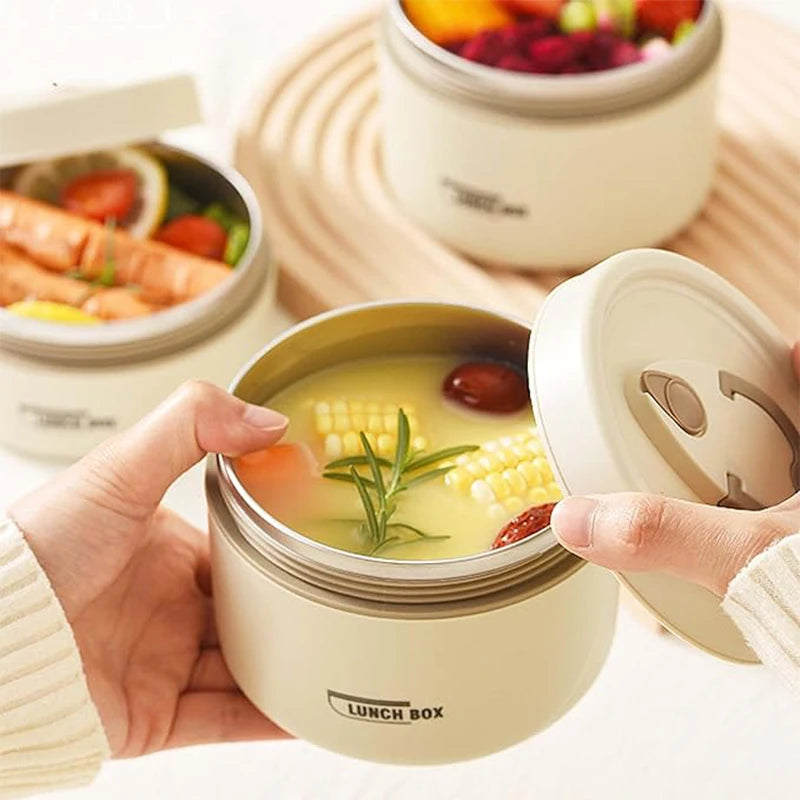 Portable Insulated Food Lunch Container Set with Thermal Lunch Box 3 Separate Stackable Lunch Containers
