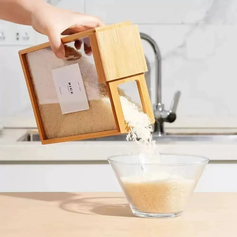 Bamboo Kitchen Food Dispenser & Storage Canister – Pantry Organizer