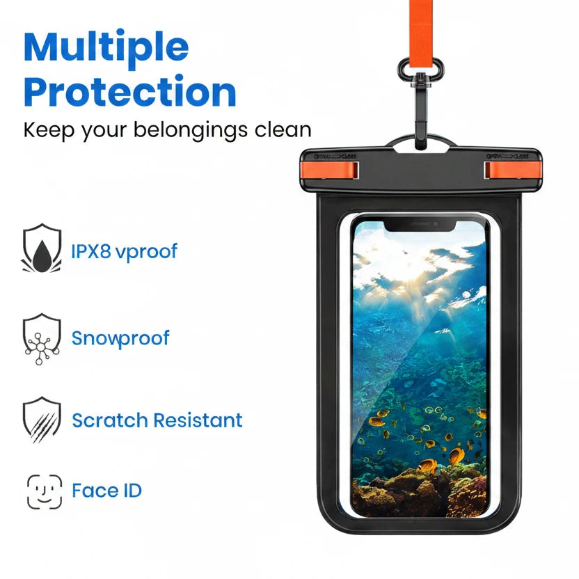 Waterproof Phone Pouch, Universal IPX8 Waterproof Phone Case with Lanyard for iPhone & Samsung Up to 7.0 inch