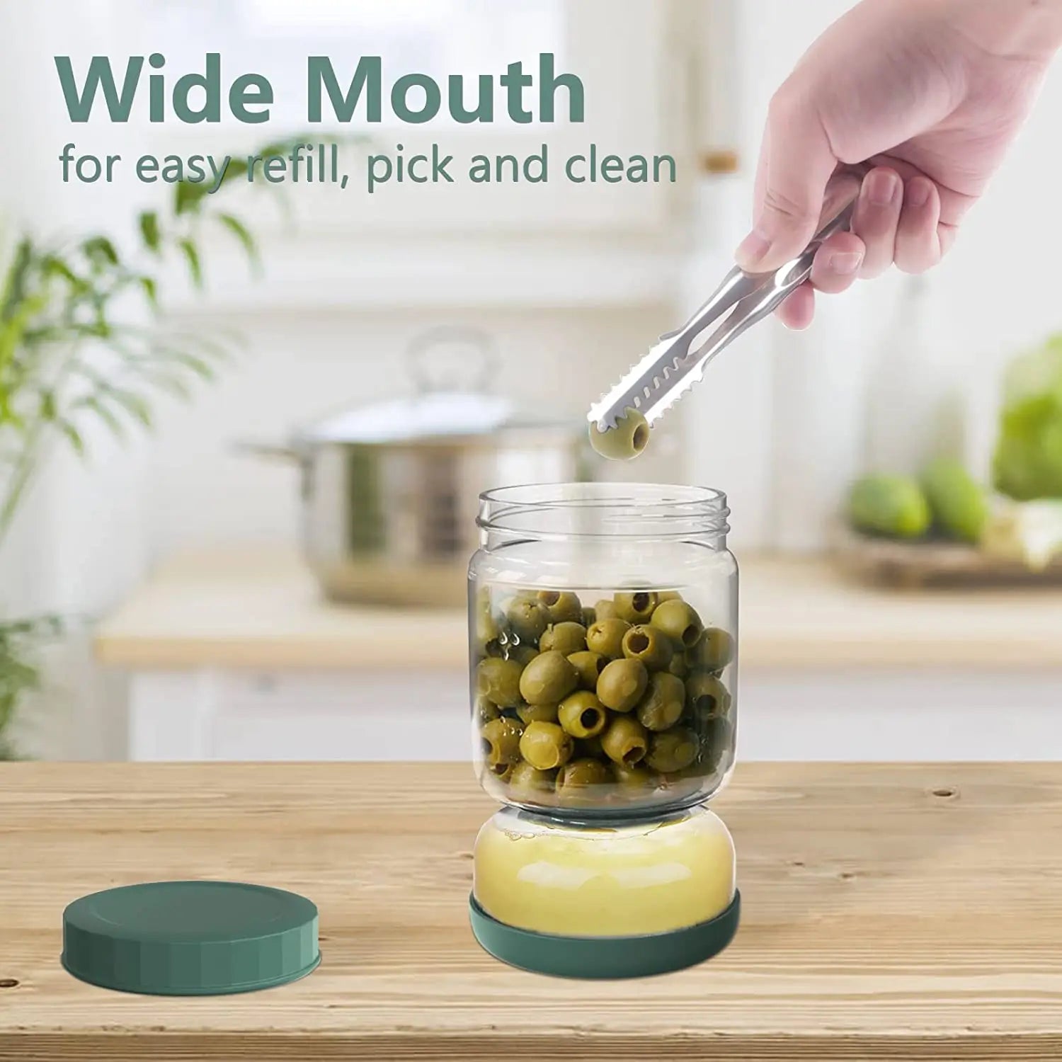 Glass Pickle Strainer Jar with Lid