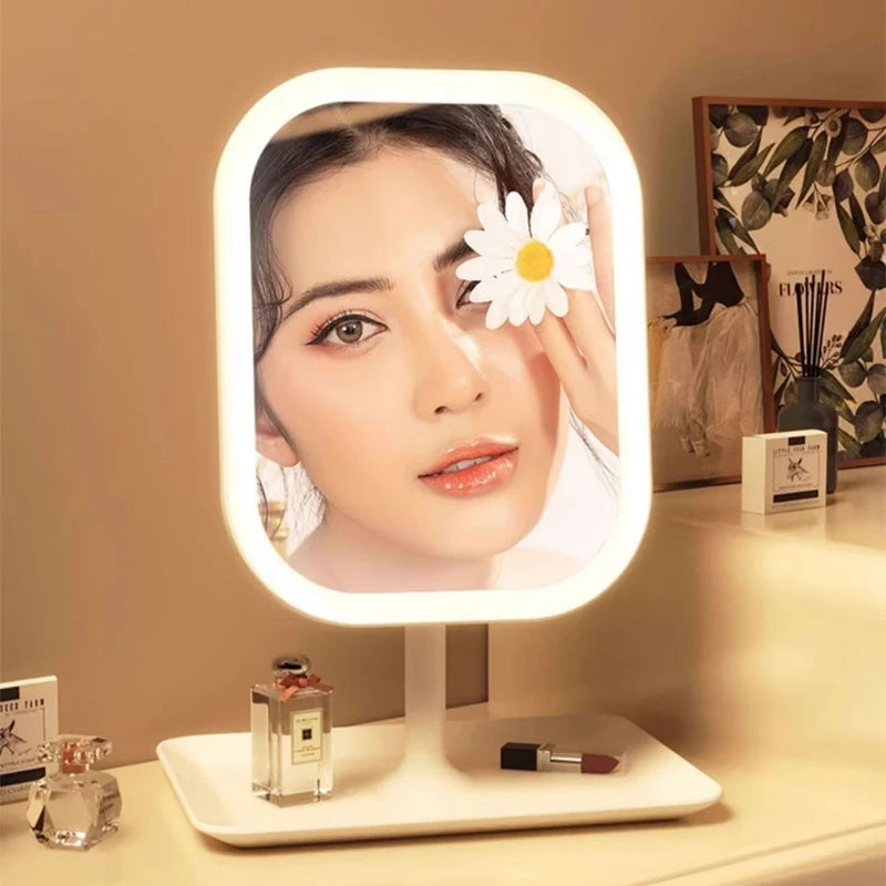Modern Desktop Vanity Mirror 3 Color Light LED