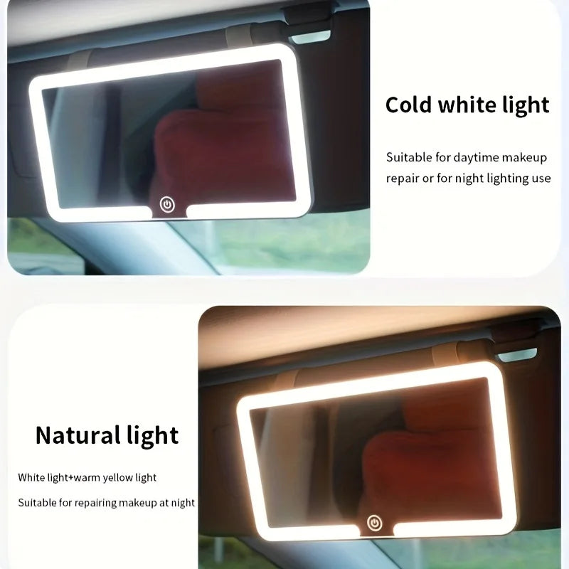Rechargeable Car Mirror For Sun Visor Plate LED