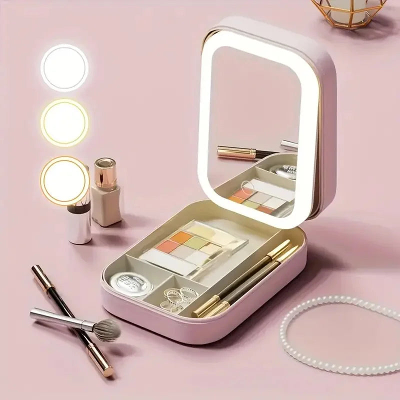 LED Portable Travel Makeup Mirror Storage Box