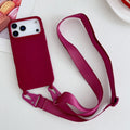 Crossbody Necklace Strap Matte Silicone Case For iPhone Shockproof Cover